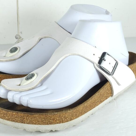 Birkenstock Women's Gizeh EU38 US9 White Birko-Flor T-strap Thong Sandals Shoes - Picture 13 of 16